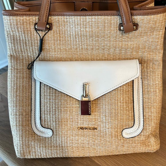 Calvin Klein Handbag, Natural with Brown Trim, H1ABLQM2 - Picture 2 of 9